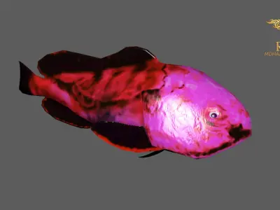 Animated Blob Fish - Loop Animation with 1160 Frames Low-poly 3D model