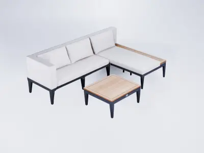 Low Poly Garden Lounge Set - Modular Outdoor 3D model