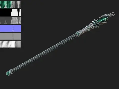 Royal scepter Low-poly 3D model