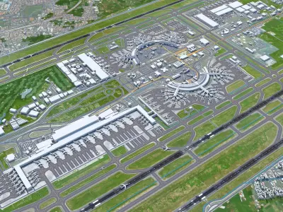 Jakarta Soekarno - Hatta Airport 10km Low-poly 3D model