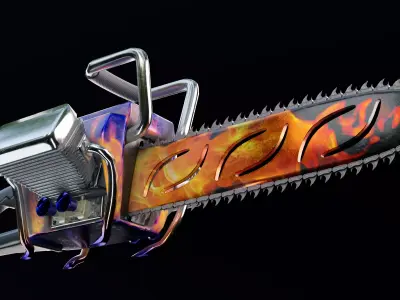 Biker Chainsaw Low Poly Low-poly 3D model