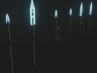 Sci-fi spears and swords collection pack Low-poly 3D model