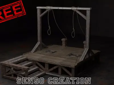 Medieval Gallows Free low-poly 3D model