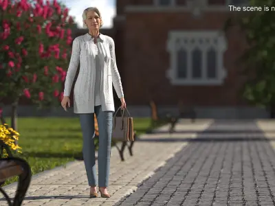 Elderly Woman with Handbag Rigged 3D model