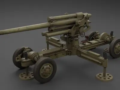 Luftvarnskanon m37 Anti Air Gun Low-poly 3D model