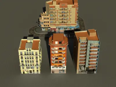 Building Collection 49-52 Low-poly 3D model