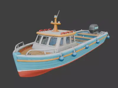 Stylized 3D Tropical Motorboat Model Low-poly 3D model