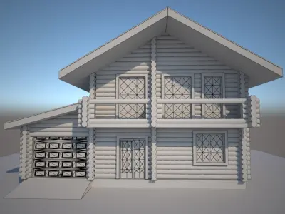 Log house wooden project Revit Max 3D model