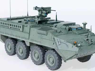 M1126 Stryker ICV US Army APC Game Ready PBR Low-poly 3D model