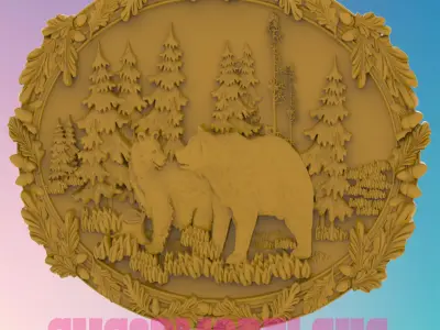 Bears panel 3D MODEL STL FILE FOR CNC ROUTER LASER 3D print model