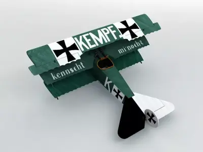 Fokker DR-1 Triplane Low-poly 3D model
