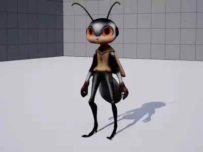 Humanoid Cricket Stylized Low-poly 3D model
