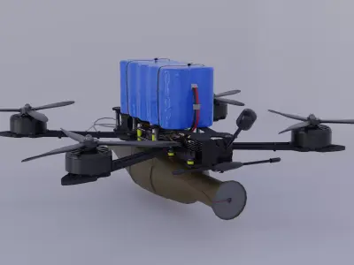 FPV Combat Drone Low-poly 3D model