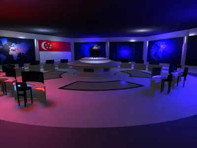 Command Center - Control Room- Military Base - Singapore Low-poly 3D model