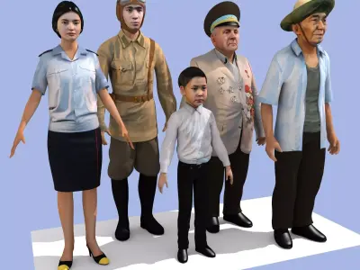 Character Set old man wearing hat 3D model