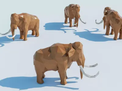 Lowpoly Mammoth 001 3D model