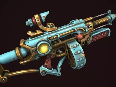 Steampunk assault rifle Low-poly 3D model