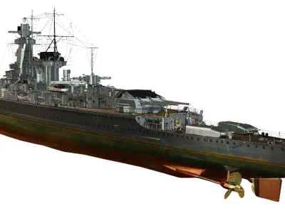 WWII Deutschland-Class Pocket Battleship 3D model