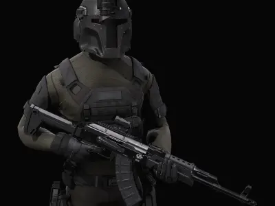 Soldier game ready character Low-poly 3D model