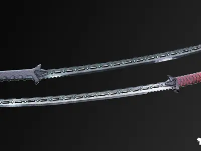Cyberpunk Melee Weapons Low-poly 3D model