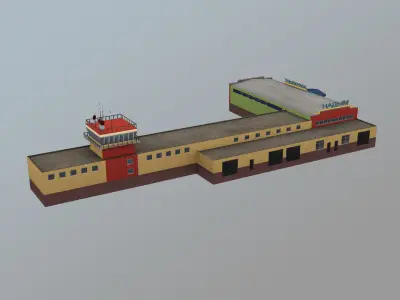 Airport Terminal USMM Terminal Nadym Low-poly 3D model