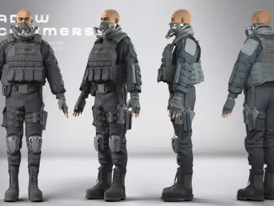 Shadow Reclaimers   Tactical Outfit Set  Male and Female 3D model