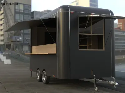 Food Trailer Black Empty 3D model