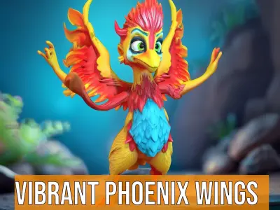 Vibrant Phoenix Wings model pack Low-poly 3D model