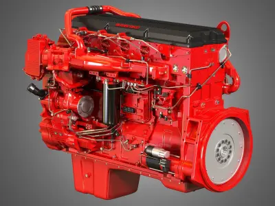 ISX15 Heavy Duty Truck Engine - 6 Cylinder Diesel Engine 3D model