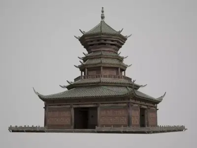 Asian Ancient Architecture Ethnic Minorities Meeting Hall 3D model
