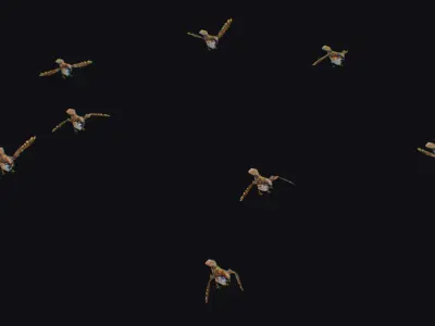 Realistic Sparrow Flock Animated Bird Swarm Shoal Birds Low-poly 3D model