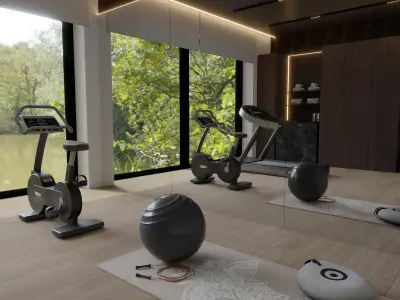 Mini GYM Blender Scene Free 3D model
