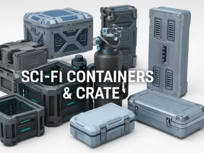 Sci-Fi Crates and Containers Low-poly 3D model