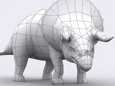 3DRT - Dinosaurs - Triceratops Low-poly 3D model