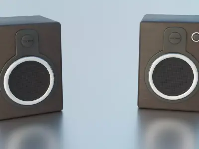 Modern Wooden Speakers Low-poly 3D model