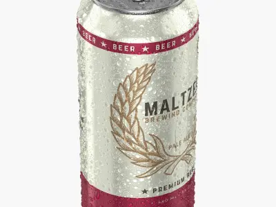 Standard Beer Can With Droplets 440ml 3D model purchase