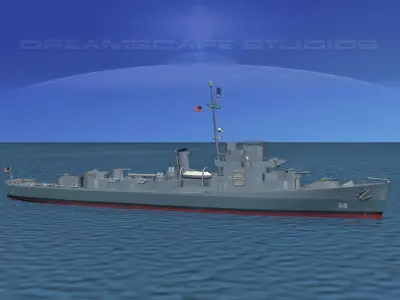 Destroyer Escort DE-69 USS Blessman 3D model