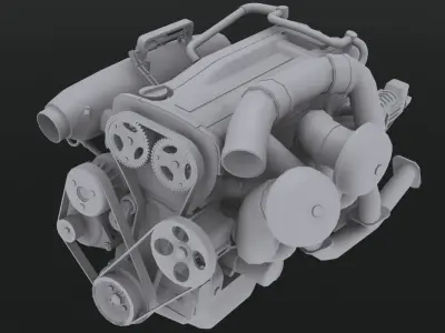 Nissan RB26 DETT by HKS engine Low-poly 3D model