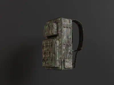 Military Backpack Low-poly 3D model