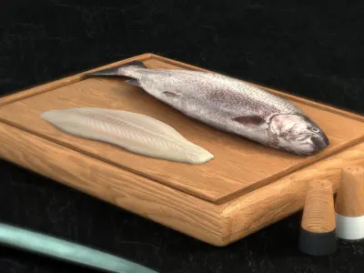 Trout and a Fish Fillet  3D model
