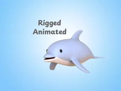 Low Poly - Cartoon Dolphin Rigged Low-poly 3D model