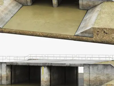 River Channel Spillway Crossing Structure 3D model