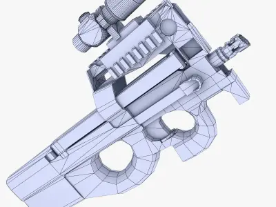 FN P90 ACOG Low-poly 3D model