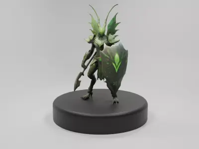 Mantis Warrior 3D Model Insectoid Fantasy Character Low-poly 3D model
