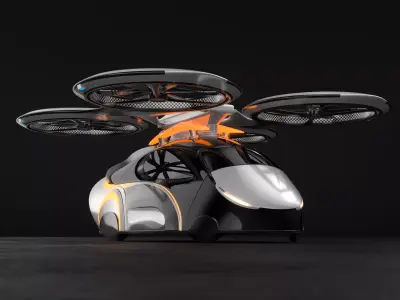Flying autonomous passenger drone concept 3D model