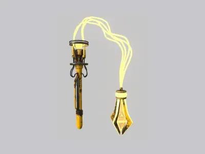 SciFi Flail A08 Yellow - Sci Fi Weapon Design Low-poly 3D model