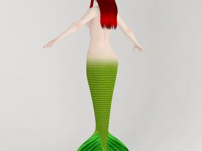  T pose nonrigged model of little mermaid 3D model