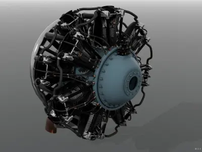 R-1830 Twin Wasp Aircraft Engine 3D model