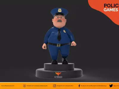 Policeman 3d model police officer figurine Low-poly 3D model