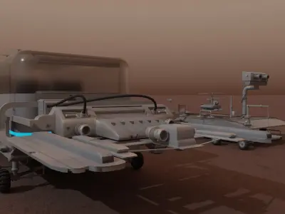Mars Rover and vehicles Rigged Low-poly 3D model